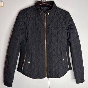 Love Tree Quilted Jacket Black Size Large Gold Hardware